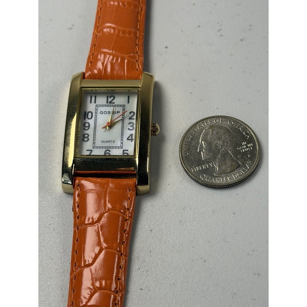 Gossip GSP173D Gold Tone Rectangular Quartz Watch NOS w/ Box